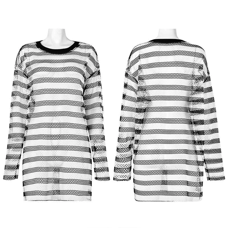 Punk Rave Stripe Mesh Longline Tee Ladies 12 Punk Rave Stripe Mesh Longline Tee Ladies
