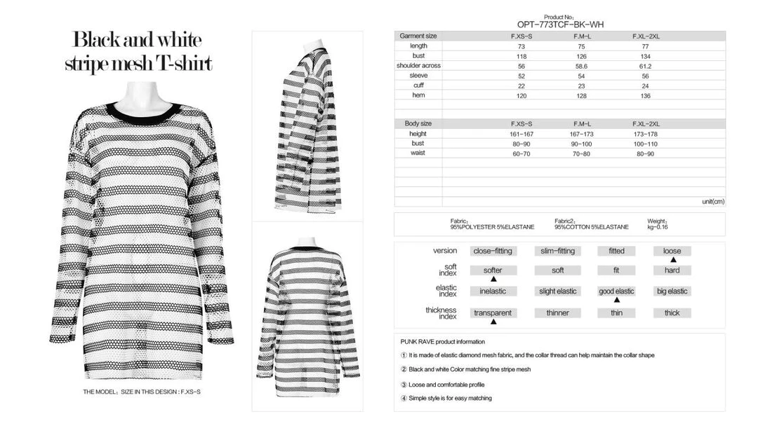 Punk Rave Stripe Mesh Longline Tee Ladies 13 Punk Rave Stripe Mesh Longline Tee Ladies