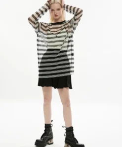 Punk Rave Stripe Mesh Longline Tee Ladies 19 Punk Rave Stripe Mesh Longline Tee Ladies