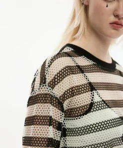 Punk Rave Stripe Mesh Longline Tee Ladies 24 Punk Rave Stripe Mesh Longline Tee Ladies