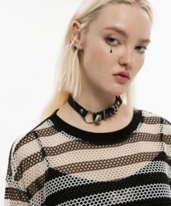 Punk Rave Stripe Mesh Longline Tee Ladies 23 Punk Rave Stripe Mesh Longline Tee Ladies
