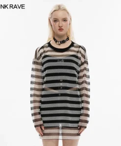Punk Rave Stripe Mesh Longline Tee Ladies 20 Punk Rave Stripe Mesh Longline Tee Ladies