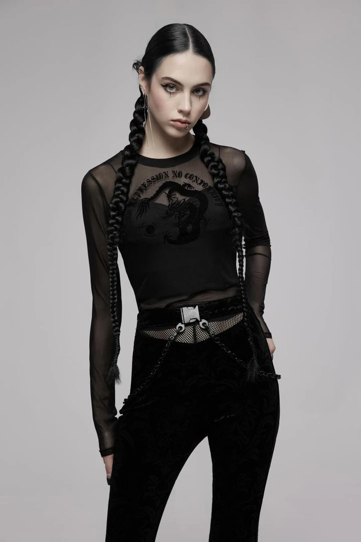 Punk Rave Sun Dragon Mesh Top Ladies 5 Punk Rave Sun Dragon Mesh Top Ladies