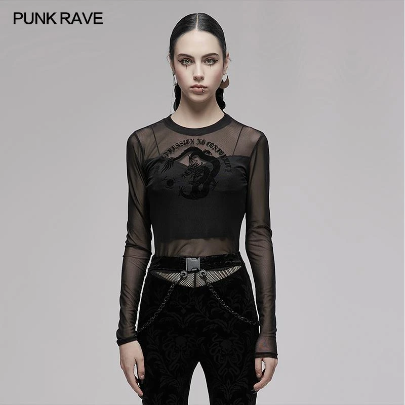 Punk Rave Sun Dragon Mesh Top Ladies 4 Punk Rave Sun Dragon Mesh Top Ladies