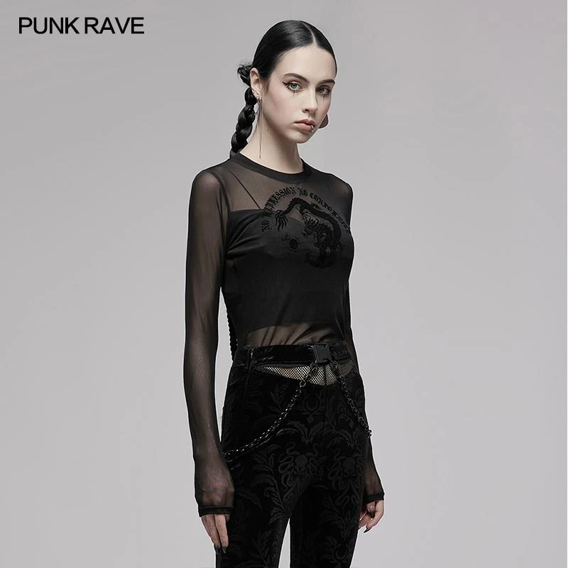 Punk Rave Sun Dragon Mesh Top Ladies 6 Punk Rave Sun Dragon Mesh Top Ladies