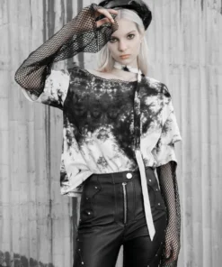 Ladies Punk Rave Sydney Tie-Dye Top - White