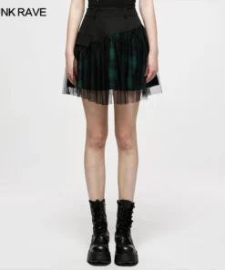 Ladies Punk Rave Gianna Mesh Overlay Skirt - Black & Green 17 Ladies Punk Rave Gianna Mesh Overlay Skirt - Black & Green