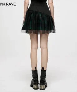 Ladies Punk Rave Gianna Mesh Overlay Skirt - Black & Green 19 Ladies Punk Rave Gianna Mesh Overlay Skirt - Black & Green