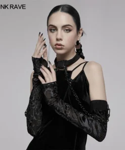 Accessories Punk Rave Noche Sleeves With Choker - Velvet Flocked