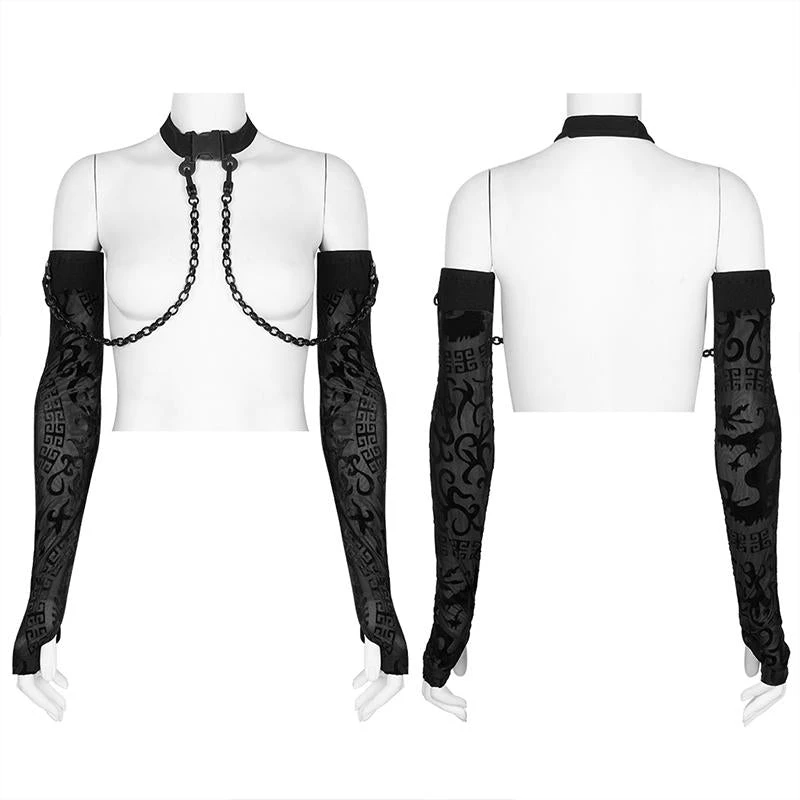 Accessories Punk Rave Noche Sleeves With Choker - Velvet Flocked 7 Accessories Punk Rave Noche Sleeves With Choker - Velvet Flocked