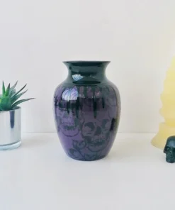 Weird & Wonderful Ceramics Purple Skull Curved Vase