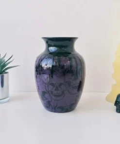 Weird & Wonderful Ceramics Purple Skull Curved Vase