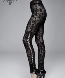 Devil Fashion Black On Black Velvet Embossed Baroque Leggings 15 Devil Fashion Black On Black Velvet Embossed Baroque Leggings