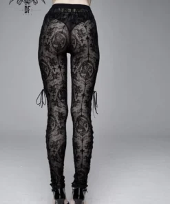 Devil Fashion Black On Black Velvet Embossed Baroque Leggings 13 Devil Fashion Black On Black Velvet Embossed Baroque Leggings