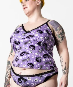 Killstar Purr Off Cami Top Plum Ladies 10 Killstar Purr Off Cami Top Plum Ladies