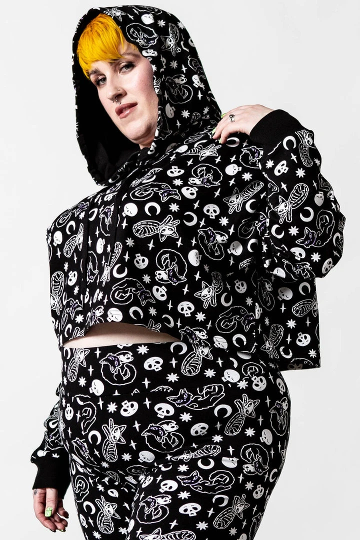 Killstar Purr Off Cropped Hoodie - Black 3 Killstar Purr Off Cropped Hoodie - Black