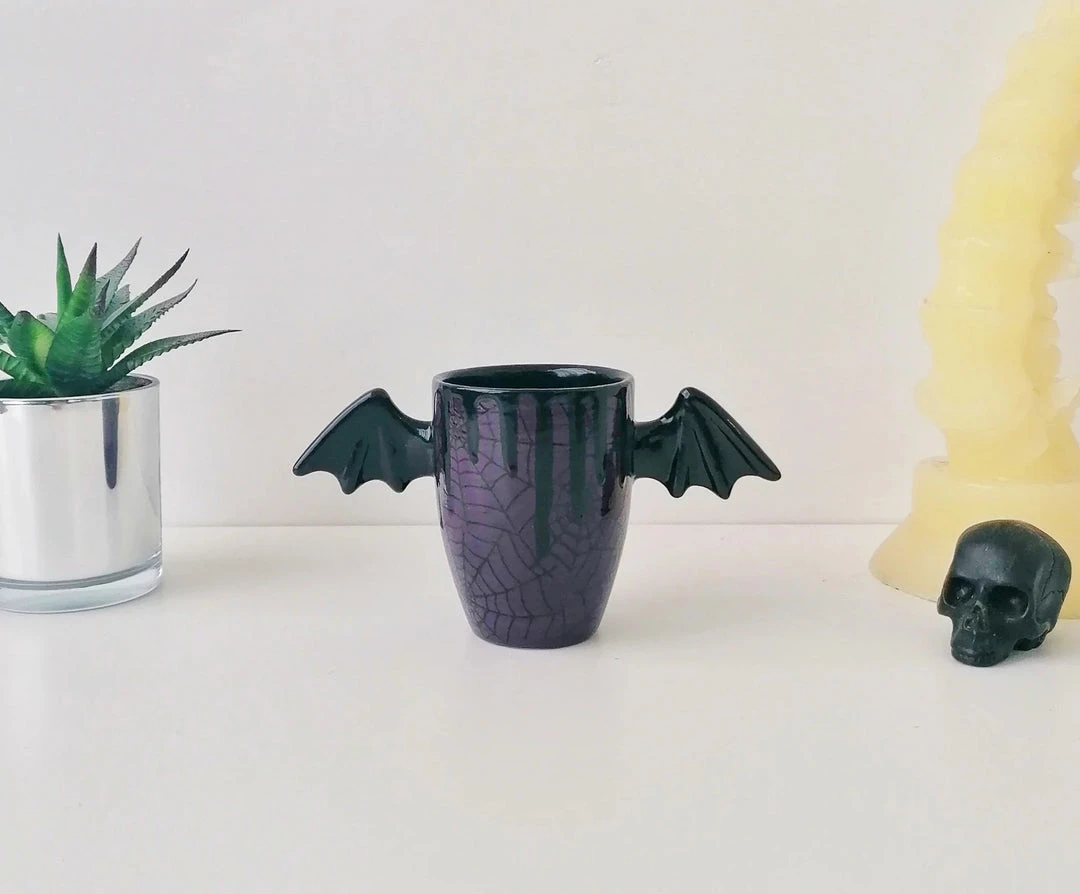 Weird & Wonderful Ceramics Purple Web Wing Mug 4 Weird & Wonderful Ceramics Purple Web Wing Mug