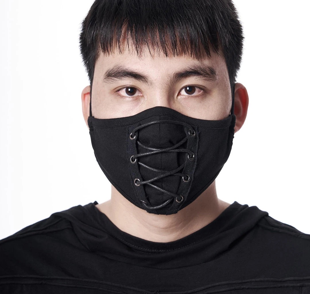Accessories Punk Rave Lace Up Goth Face Covering 3 Accessories Punk Rave Lace Up Goth Face Covering