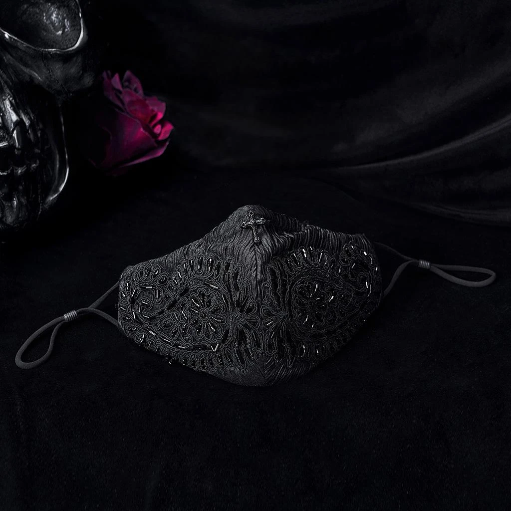 Punk Rave Myra Filigree Pattern Beaded Face Covering Accessories 7 Punk Rave Myra Filigree Pattern Beaded Face Covering Accessories