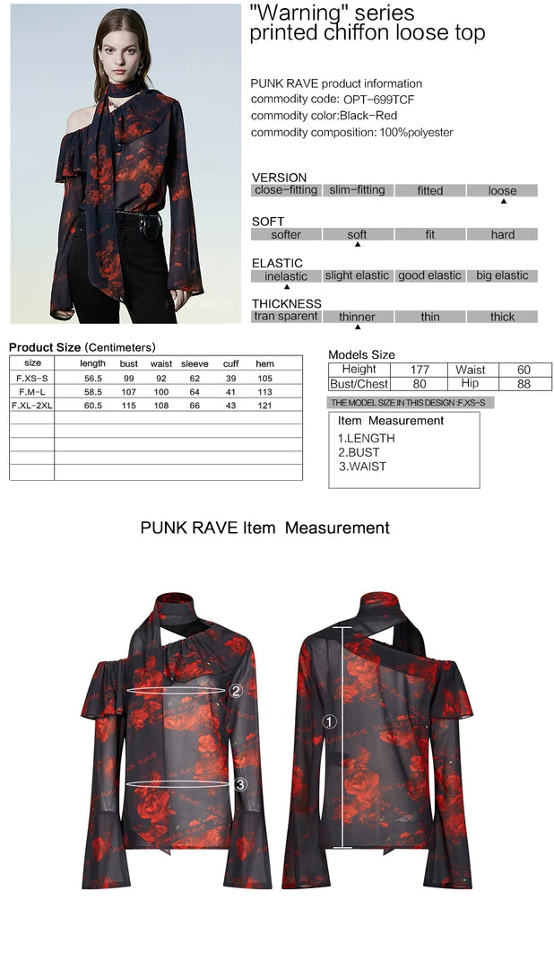 Punk Rave Reign Chiffon Top Ladies 8 Punk Rave Reign Chiffon Top Ladies