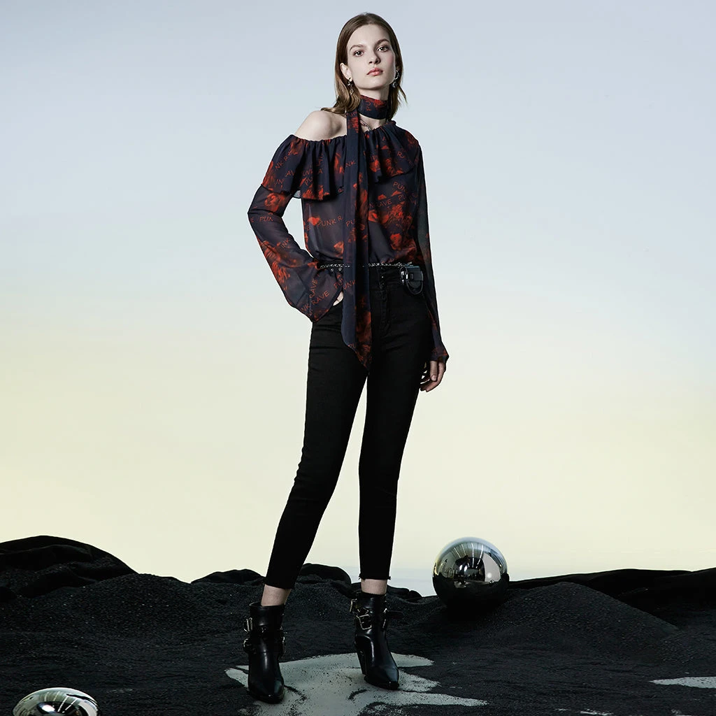 Punk Rave Reign Chiffon Top Ladies 6 Punk Rave Reign Chiffon Top Ladies