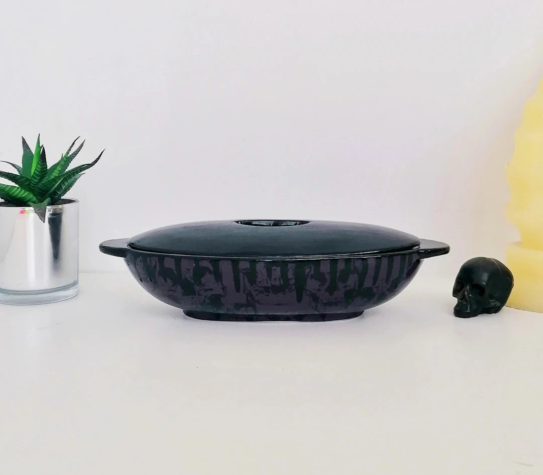 New Arrivals Weird & Wonderful Ceramics Purple Skull Oval Serving Platter With Lid 3 New Arrivals Weird & Wonderful Ceramics Purple Skull Oval Serving Platter With Lid