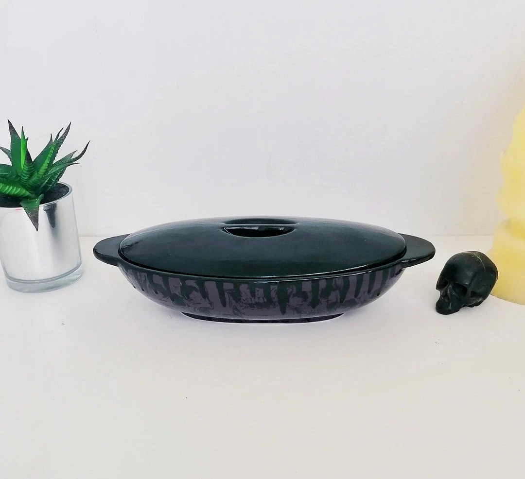 New Arrivals Weird & Wonderful Ceramics Purple Skull Oval Serving Platter With Lid 4 New Arrivals Weird & Wonderful Ceramics Purple Skull Oval Serving Platter With Lid