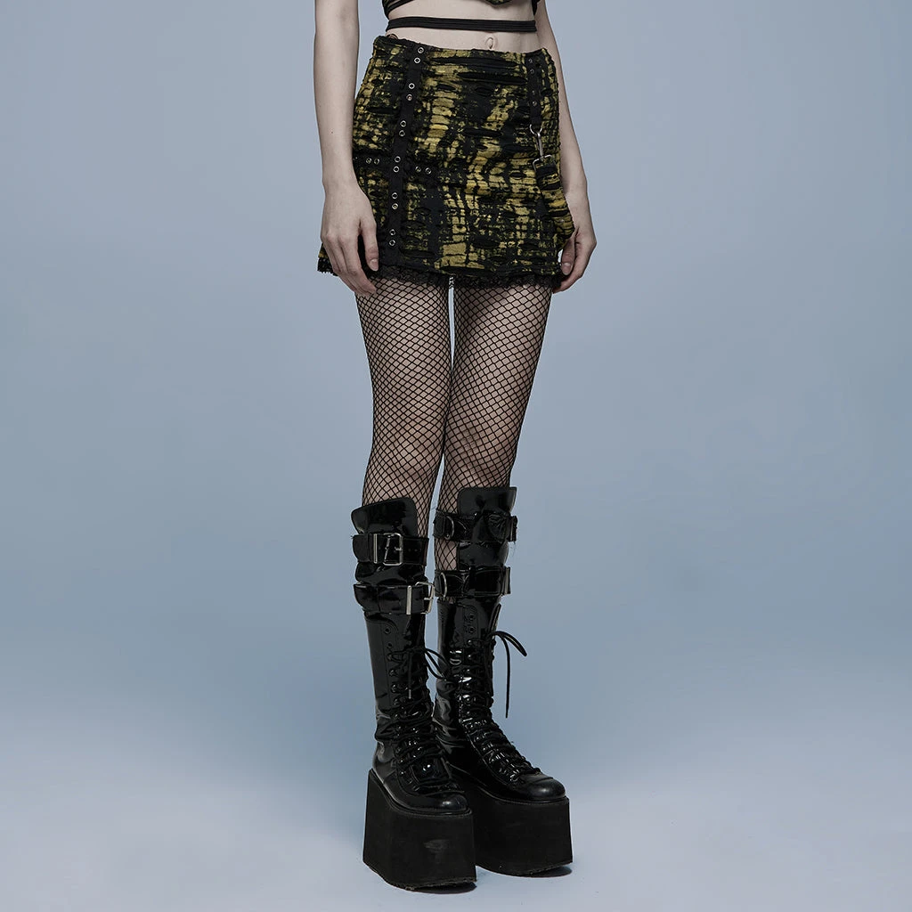 Punk Rave Elantra Mini Skirt Black / Yellow 4 Punk Rave Elantra Mini Skirt Black / Yellow