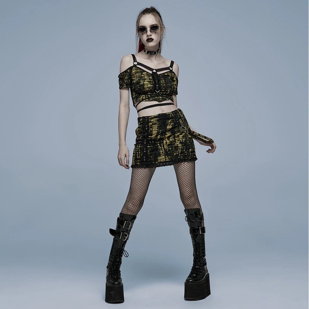 Punk Rave Elantra Mini Skirt Black / Yellow 6 Punk Rave Elantra Mini Skirt Black / Yellow
