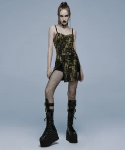 Punk Rave Elantra Mini Dress Black / Yellow