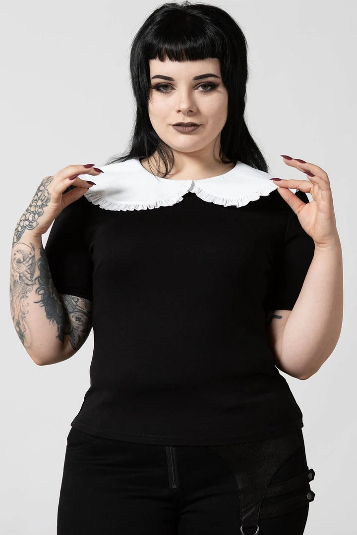 Ladies Killstar Ruby Lace Collar Top 4 Ladies Killstar Ruby Lace Collar Top