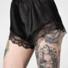 Killstar Severina Satin Shorts Black 1 Killstar Severina Satin Shorts Black