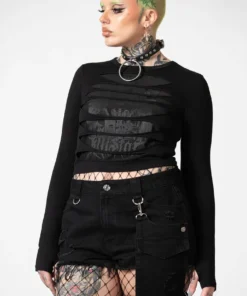 Killstar Sirena Slashed Long Sleeve Top New Arrivals