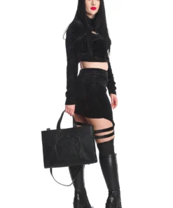 Banned Apparel Banned Space Babe Velvet Suspender Skirt