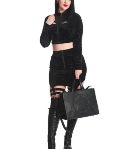 Banned Apparel Banned Space Babe Velvet Suspender Skirt