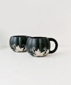 Weird & Wonderful Ceramics Matte Black And Silver Pumpkin Mug New Arrivals