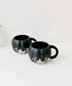 Weird & Wonderful Ceramics Matte Black And Silver Pumpkin Mug New Arrivals