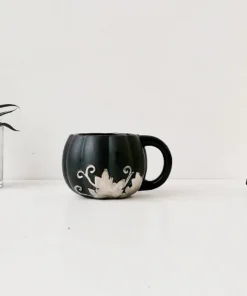 Weird & Wonderful Ceramics Matte Black And Silver Pumpkin Mug New Arrivals