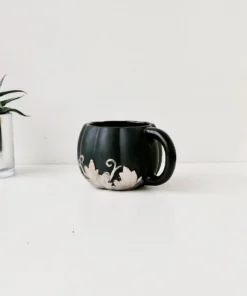 Weird & Wonderful Ceramics Matte Black And Silver Pumpkin Mug New Arrivals