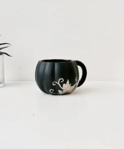 Weird & Wonderful Ceramics Matte Black And Silver Pumpkin Mug New Arrivals