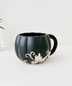 Weird & Wonderful Ceramics Matte Black And Silver Pumpkin Mug New Arrivals