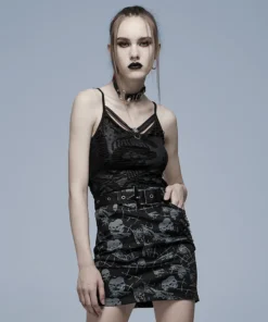 Ladies Punk Rave Rue Vest Top Black