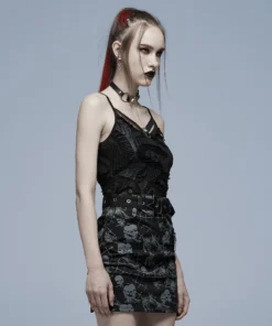 Ladies Punk Rave Rue Vest Top Black