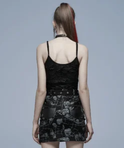 Ladies Punk Rave Rue Vest Top Black