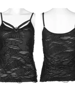 Ladies Punk Rave Rue Vest Top Black