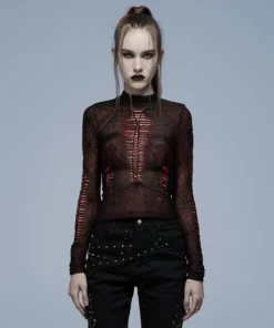 Punk Rave Naenia Top Red / Black