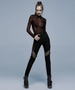 Punk Rave Naenia Top Red / Black 10 Punk Rave Naenia Top Red / Black