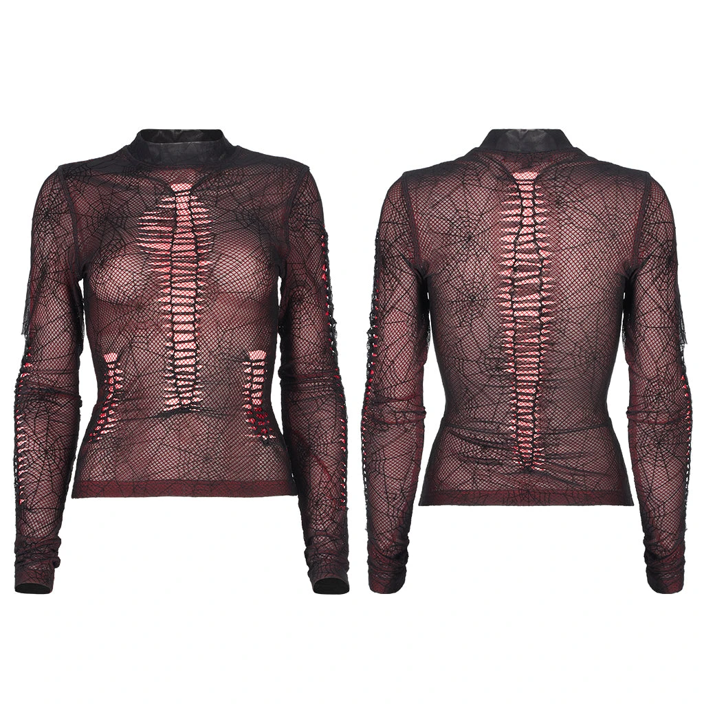 Punk Rave Naenia Top Red / Black 7 Punk Rave Naenia Top Red / Black