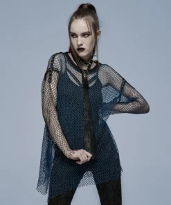 Punk Rave Ramone Mesh Top Blue