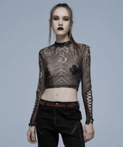 Punk Rave Inclementia Top Black / White Ladies